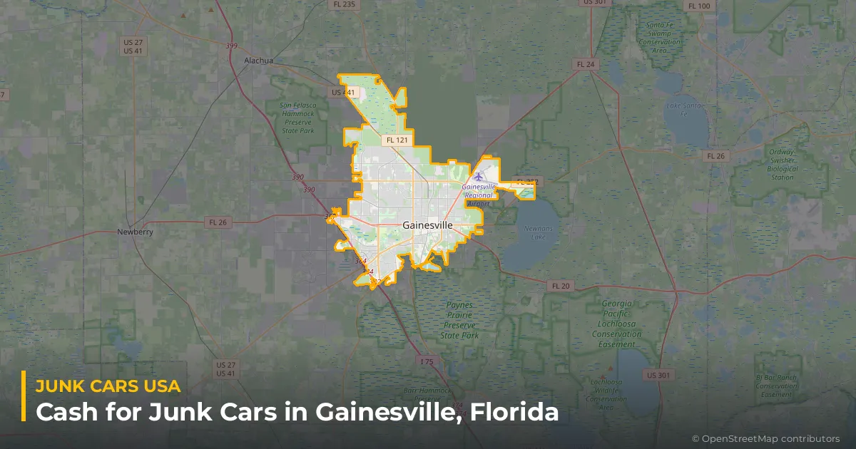 Gainesville, FL service area map