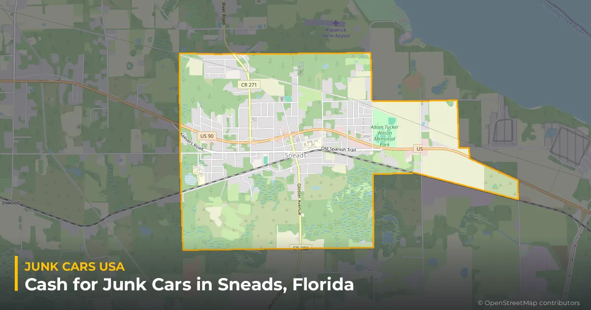 Sneads, FL service area map