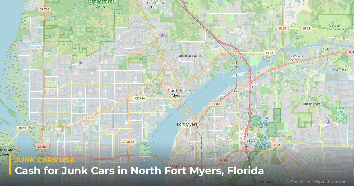 North Fort Myers, FL service area map