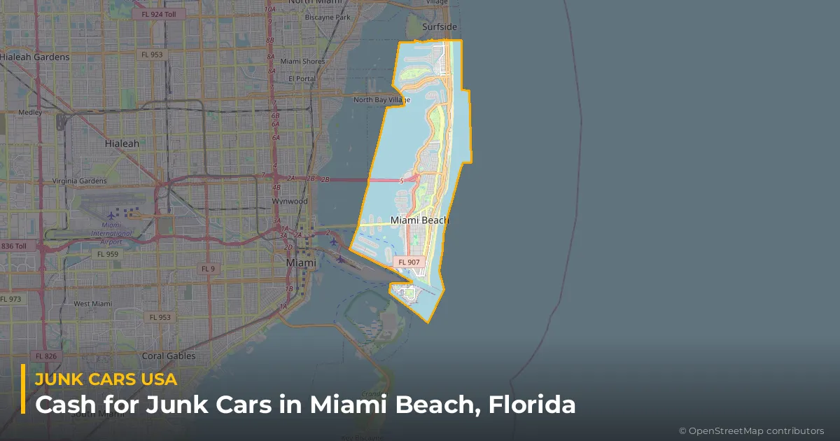 Miami Beach, FL service area map