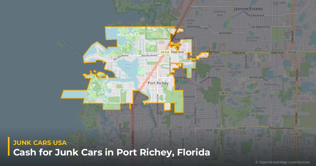 Port Richey, FL service area map