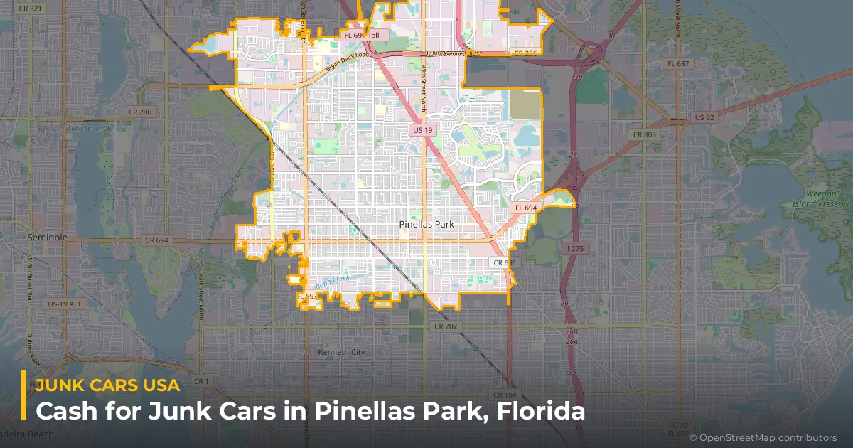 Pinellas Park, FL service area map