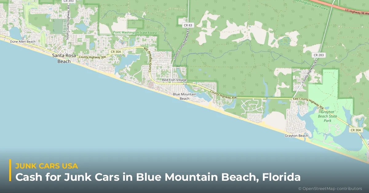 Blue Mountain Beach, FL service area map