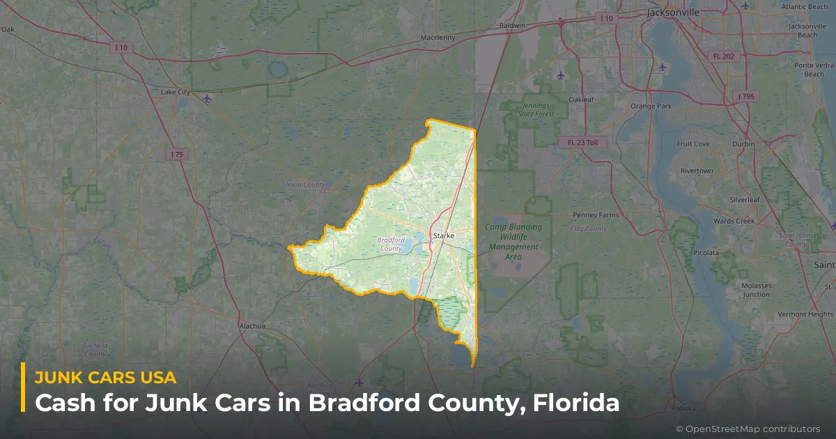 Bradford County, FL service area map